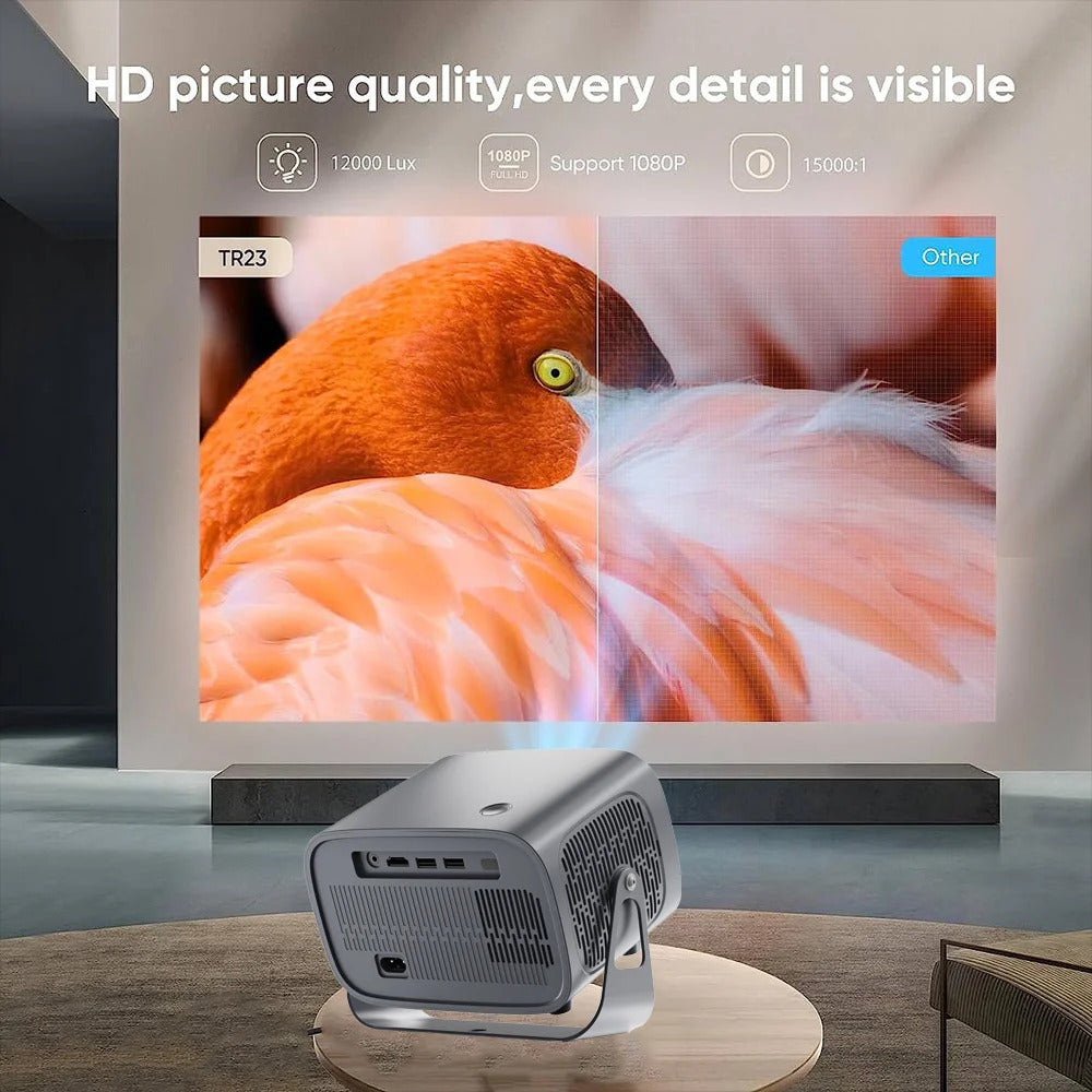 A10 Smart Projector 1080P FHD + K8 Game Stick | Android 13, 4K Support, 10,000+ Live Channels, 40,000+ Games, 450 ANSI Lumens | Home Theater & Gaming Combo