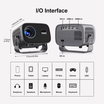 Rokify A10 Smart Projector – 1080P FHD, Android 13, 4K Support