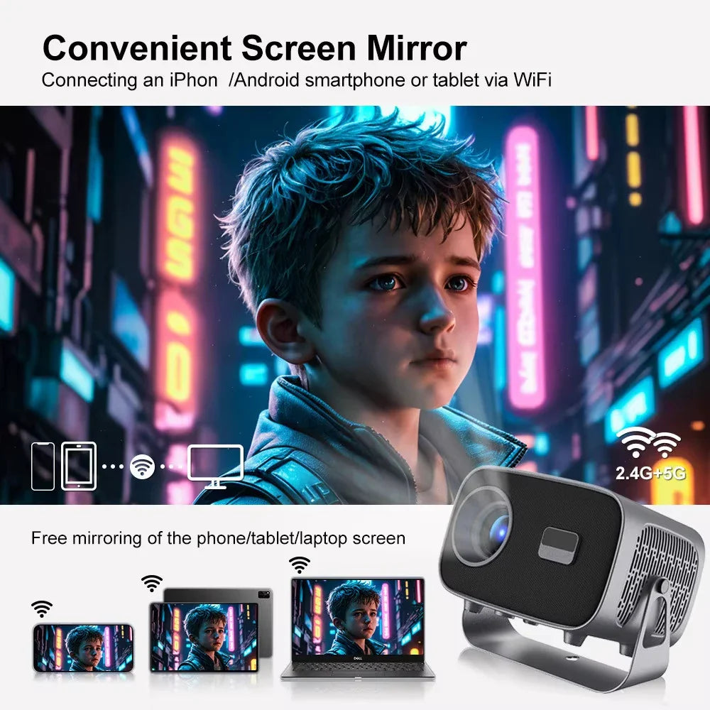 Rokify A10 Smart Projector – 1080P FHD, Android 13, 4K Support